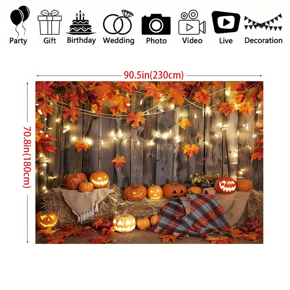 1 piece of autumn maple leaf hay pumpkin farm Thanksgiving background cloth - country style autumn decoration
