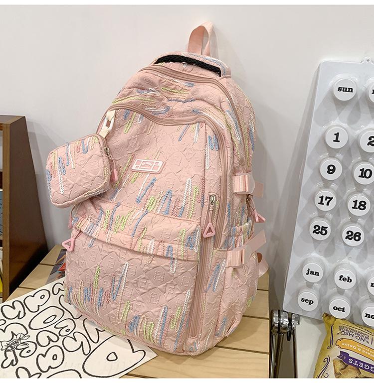 

Багатофункціональний рюкзак у корейському стилі - Легкий, великої місткості, дизайн ліс для студенток та використання на відкритому повітрі 46X30X20CM рожевий