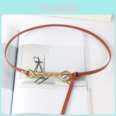 Fashion Gold Twisted Shape Knot Decoration Women Thin Belt For Casual Dress And Suit Waist Accessory