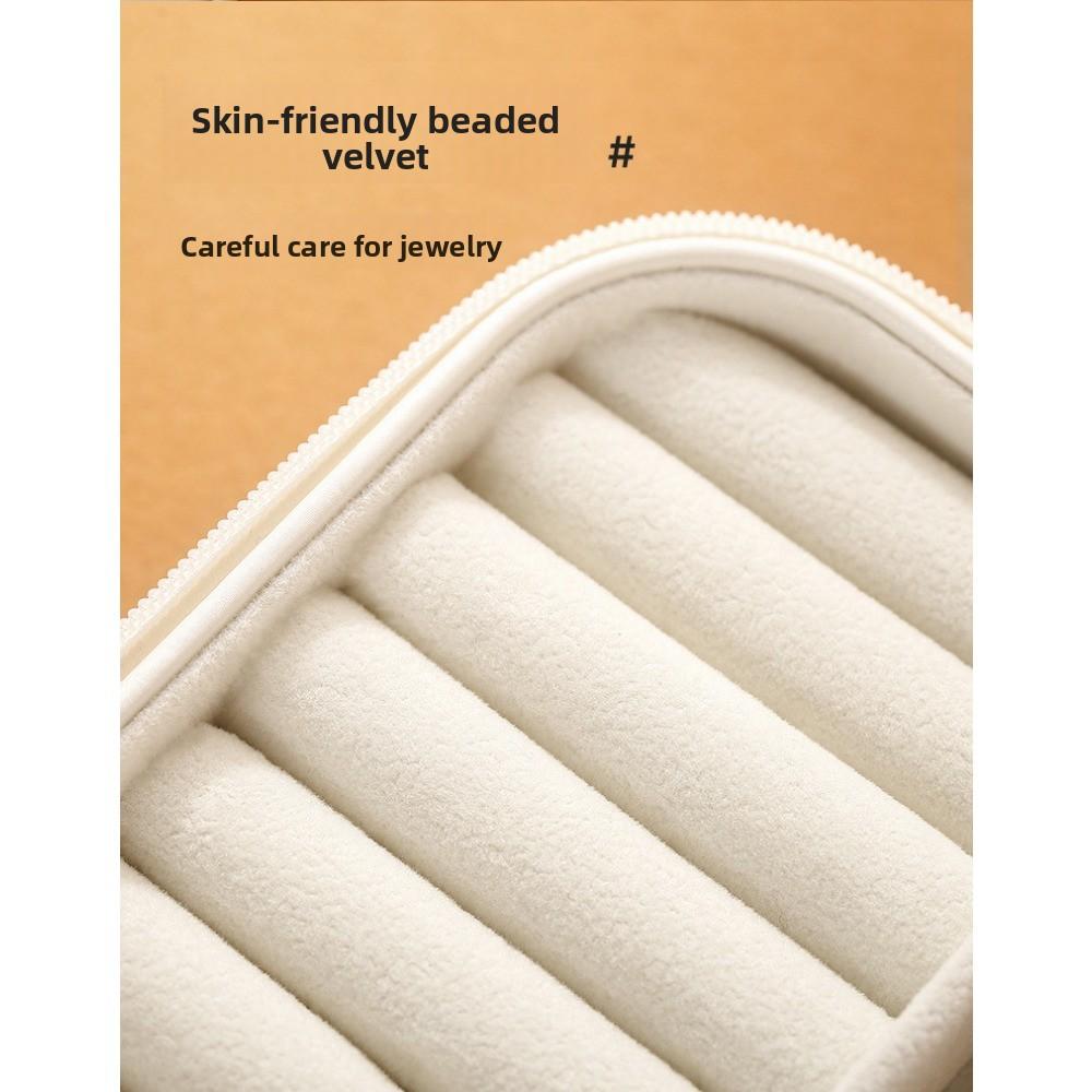 Leather Zipper Stud Earrings Storage Jewelry Box with Baffle Earrings Ring Large Capacity Jewelry Jewelry Portable Box