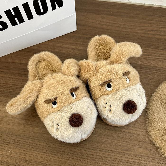 Women's Cartoon Cute Thick Bottom Heightened Large Size Winter Warm Padded Lining Anti-slip Outdoor Shoes Hiking Sports Cotton Slippers