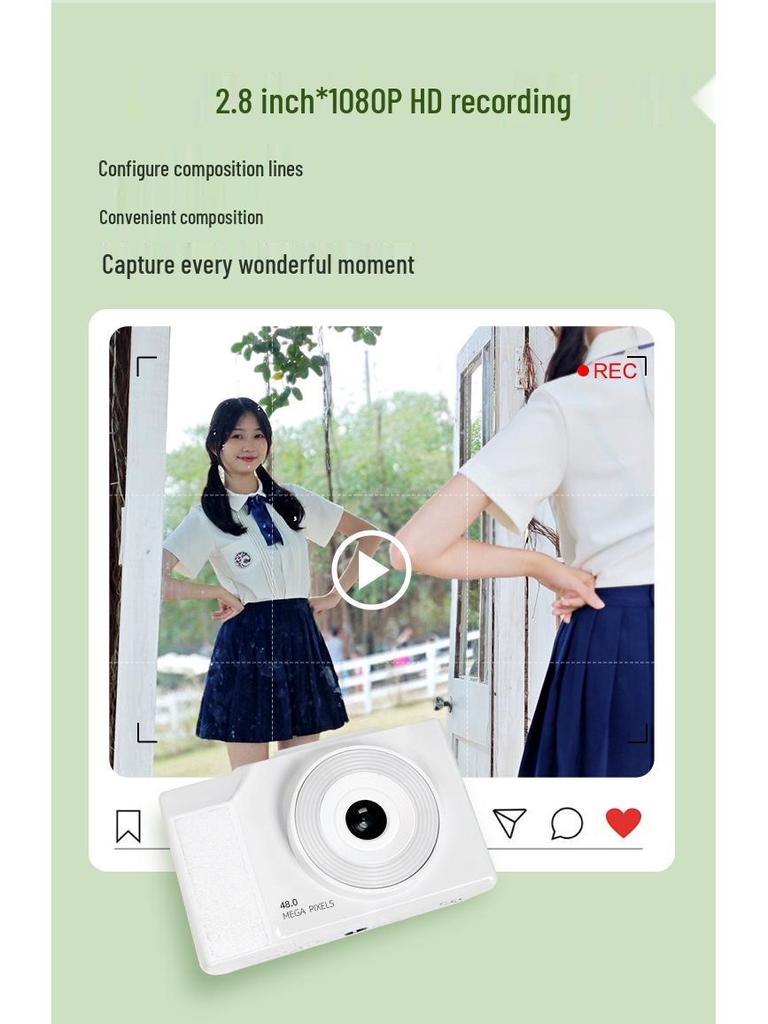 Přenosný retro HD fotoaparát s výklopným displejem - Nabízí selfie, nahrávání videa a mobilní přenos
