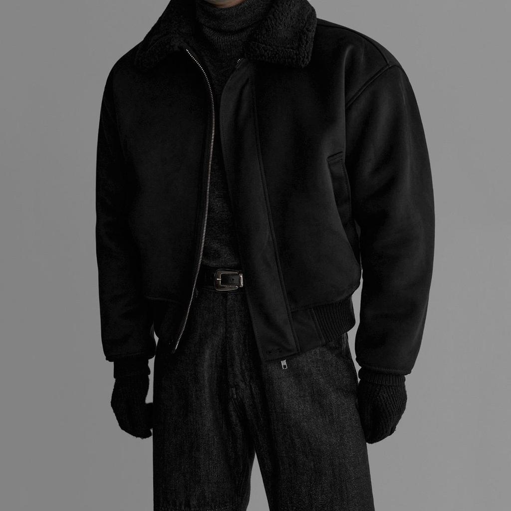 Men's Winter Lambswool Lapel Jacket – Warm, Thick, and Loose Korean Style Cotton Coat