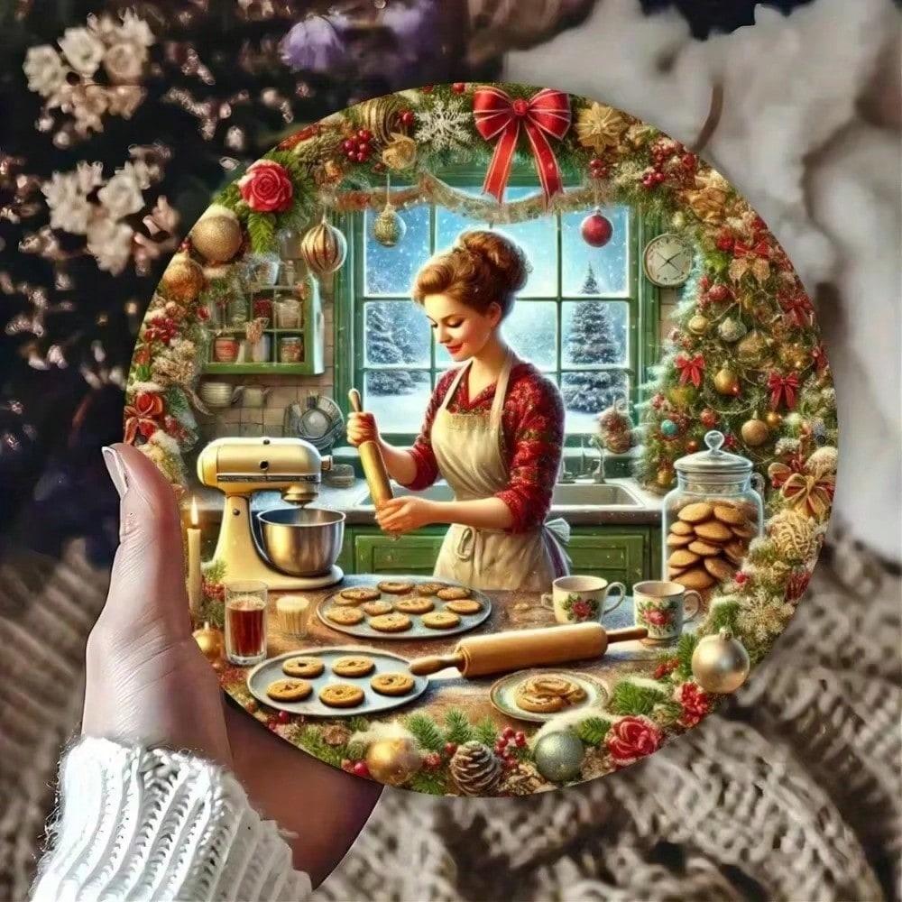 

Christmas Metal Tin Sign 8 Inch Round Wall Plaque Home Kitchen Bar Cafe Pub Holiday Decor 20x20 разноцветный