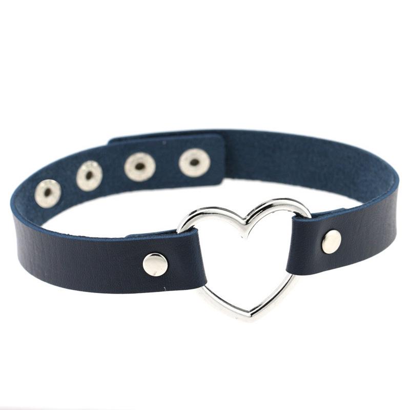 Four-Buckle Harajuku Punk PU Leather Peach Heart Necklace
