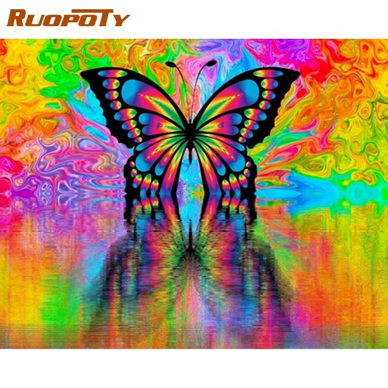 RUOPOTY Frameless Diy Paint By Numbers Animals Kit Acrylic Wall Art Picture By Numbers Canvas Painting For Home Decoration Arts