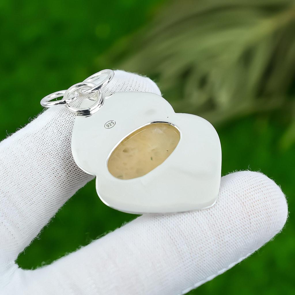 Gift For Her 925 Sterling Silver Natural Plume Agate Gemstone Jewelry Pendant