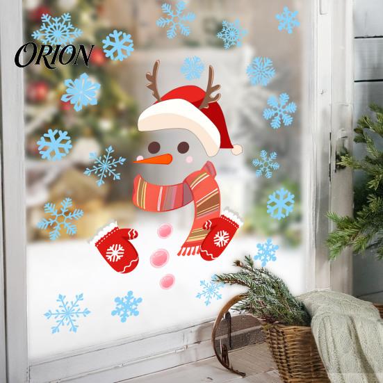 Indoor Outdoor Holiday Decor Christmas Window Clings, Cartoon Antlers Snowman Wall Stickers, Waterproof PVC Cute Stickers Decorative Decals