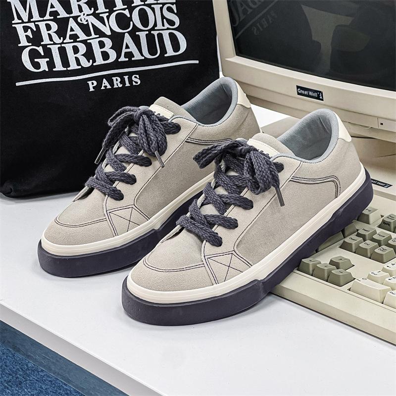 

Весенние мужские парусиновые туфли с низким верхом, дышащие, на шнуровке, износостойкие, всесезонные, повседневные, универсальные, модные мужские туфли 7972 44 серый