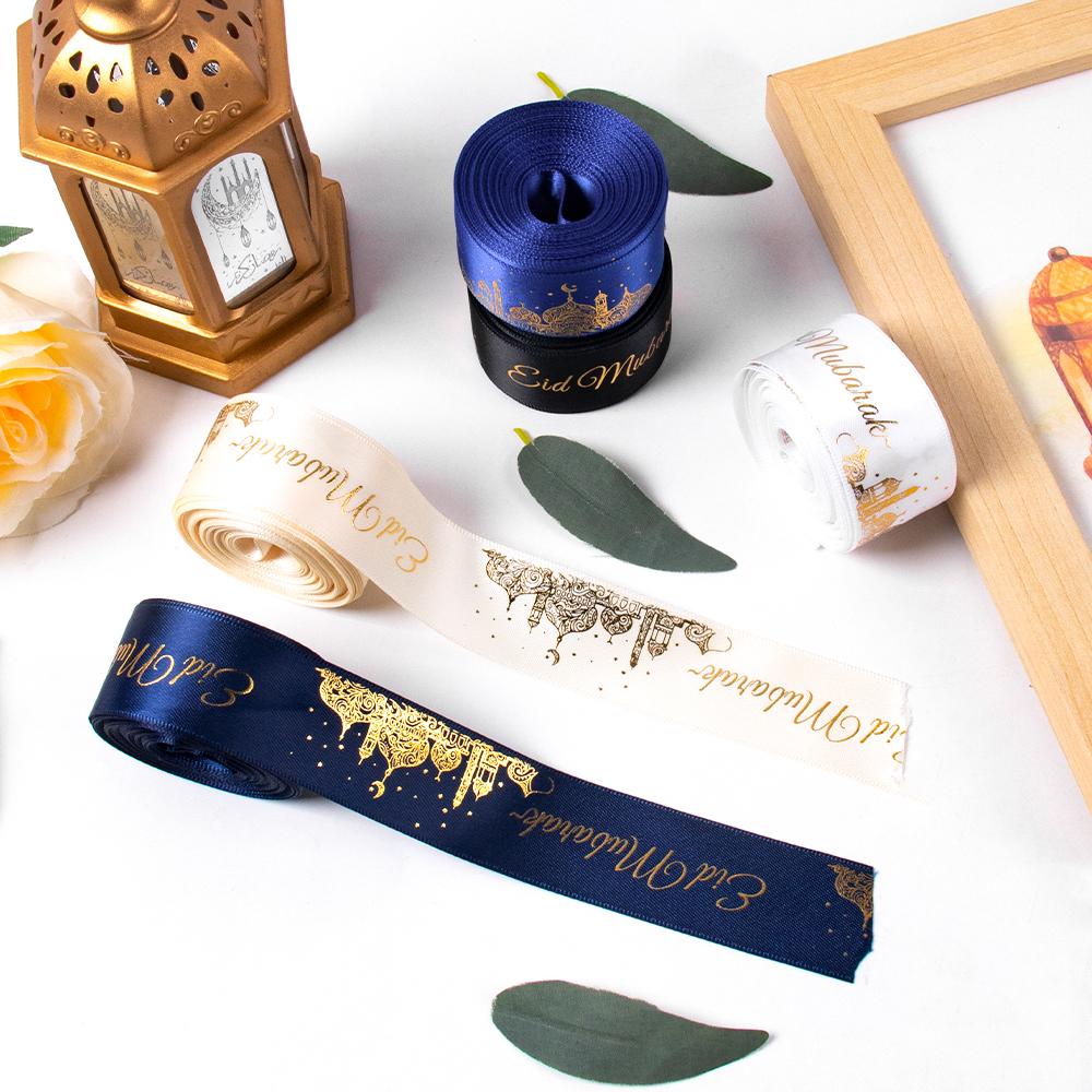 Ramadan Bronzing Ribbons Eid Mubarak Gift Wrap Satin Ribbon Ramadan Decor 2025 For Home Islamic Muslim Party Eid Al Adha Gift