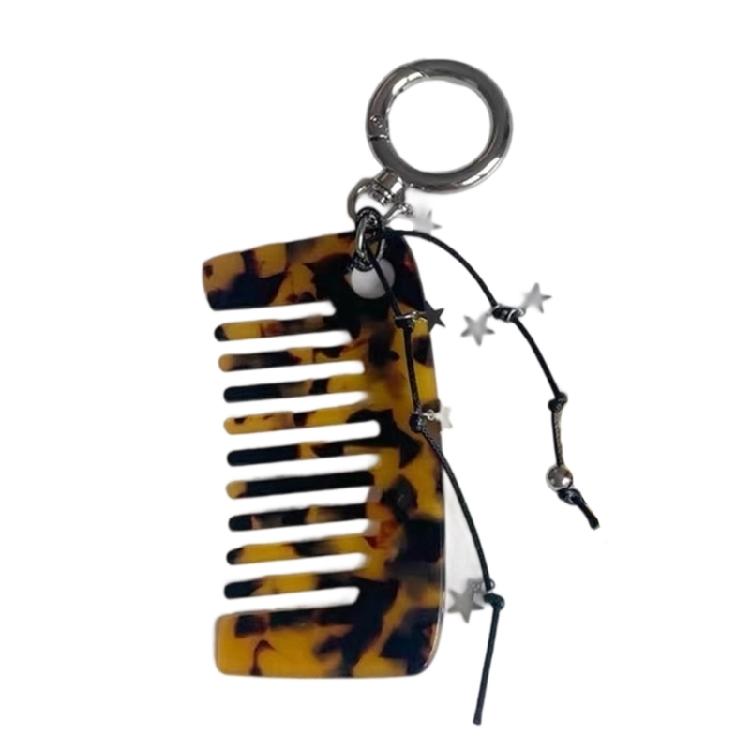 Alloy Acrylic Keyring Comb Double Purpose Hair Tool Sturdy Construction Hair Grooming Keychain For Daily Essential