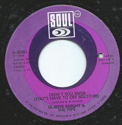 7-Zoll-Schallplatte GLADYS KNIGHT & THE PIPS - Didn't You Know (You'd Have To Cry S35057 Soul 1969 US Soul/Funk Gebraucht