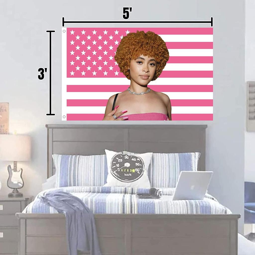 WENWELL Ice Rapper Spicy flag 3x5 Ft Outdoor Indoor,pink Icespice Poster n flag tapestry for Bedroom Living room dorm wall with Brass Grommets Vivid