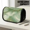1pc Flip-Top Pencil Case, Marble Swirl Golden Green Large Capacity Thickened Oxford Pencil Bag Double-Layer Zipper Pencil Pouch, Aesthetic Back To Sch