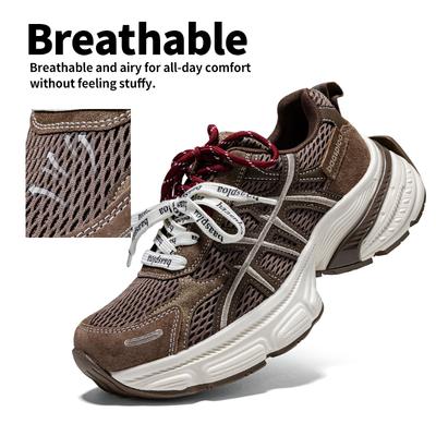 Sapatos esportivos femininos de sola grossa, tênis de corrida em malha, sapatos casuais, sapatos para caminhada, sapatos de estudante, sapatos baixos, tênis de tênis, respiráveis