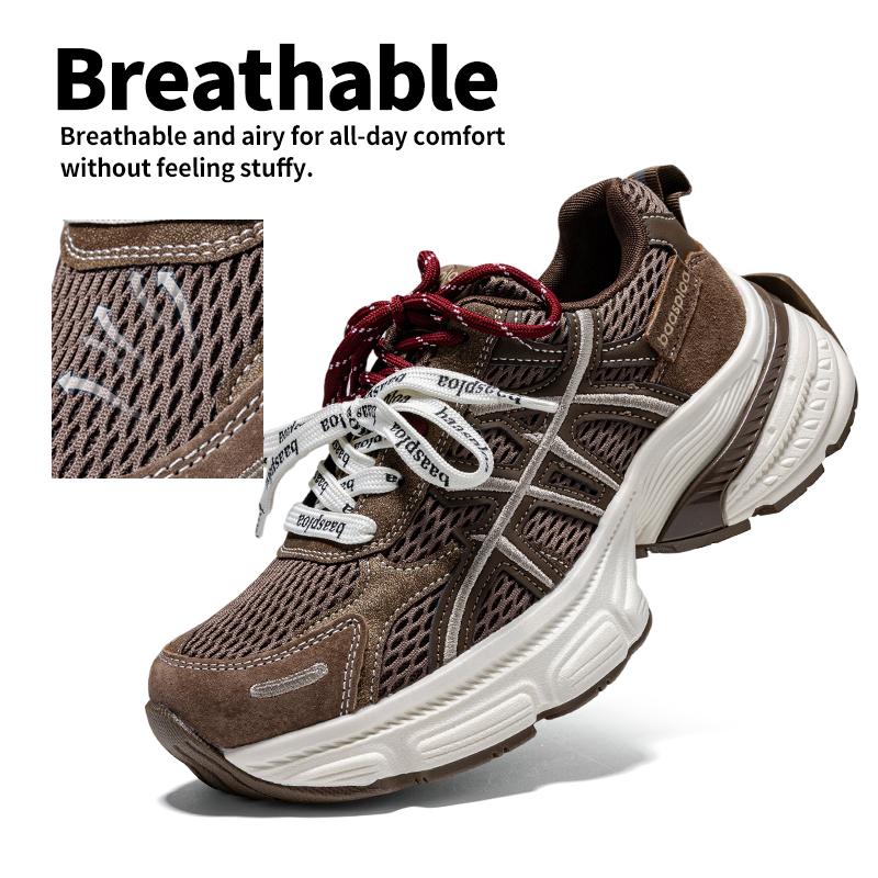 BAASPLOA Damen-Sportschuhe mit dicker Sohle, Laufschuhe aus Mesh, Freizeitschuhe, Wanderschuhe, Studentenschuhe, flache Schuhe, Tennisschuhe, atmungsaktiv