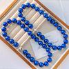 16Mm Vintage Haute Couture Large Grain Ink Blue Bottom Peacock Blue Faux Crystal Pearl Necklace Collarbone Chain