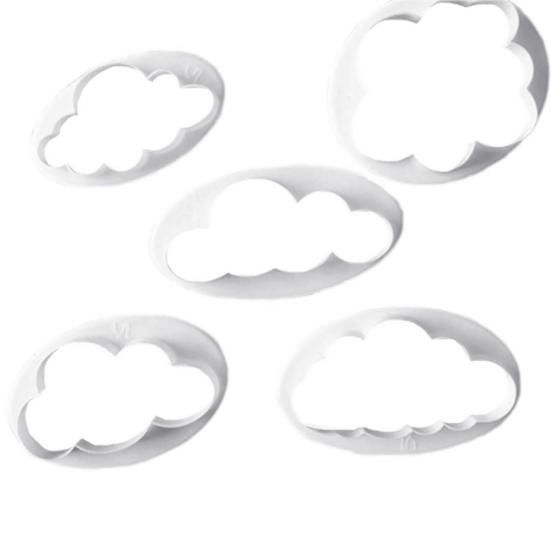 5Pcs Cloud Shape Plunger Cutter Fondant Mold Sugarcraf-t Cake Decorating Tools
