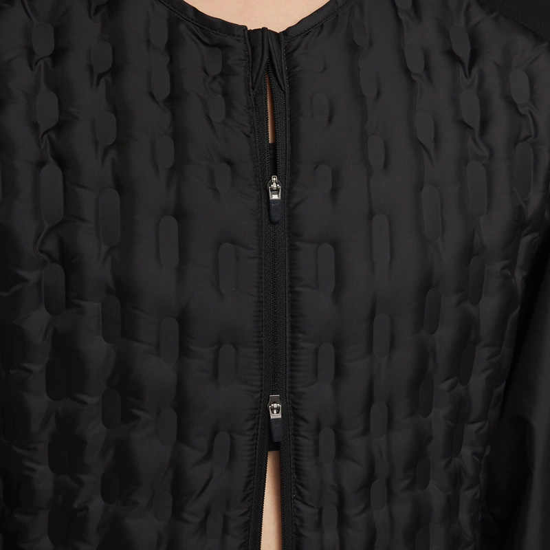 Nike Solid Color Logo Print Zip Round Neck Jacket Women jackets Black DQ6710-010