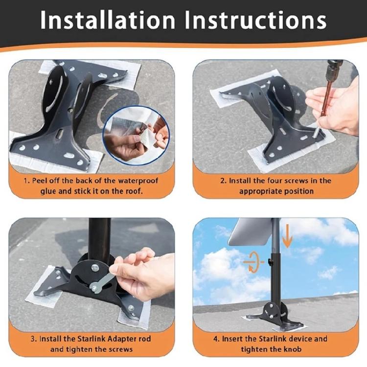 Roof Mounting Rack Kit For Starlink V2 Antenna, Simplifies Satellite Dish Setups Adjustable Enhancing Signal Reception