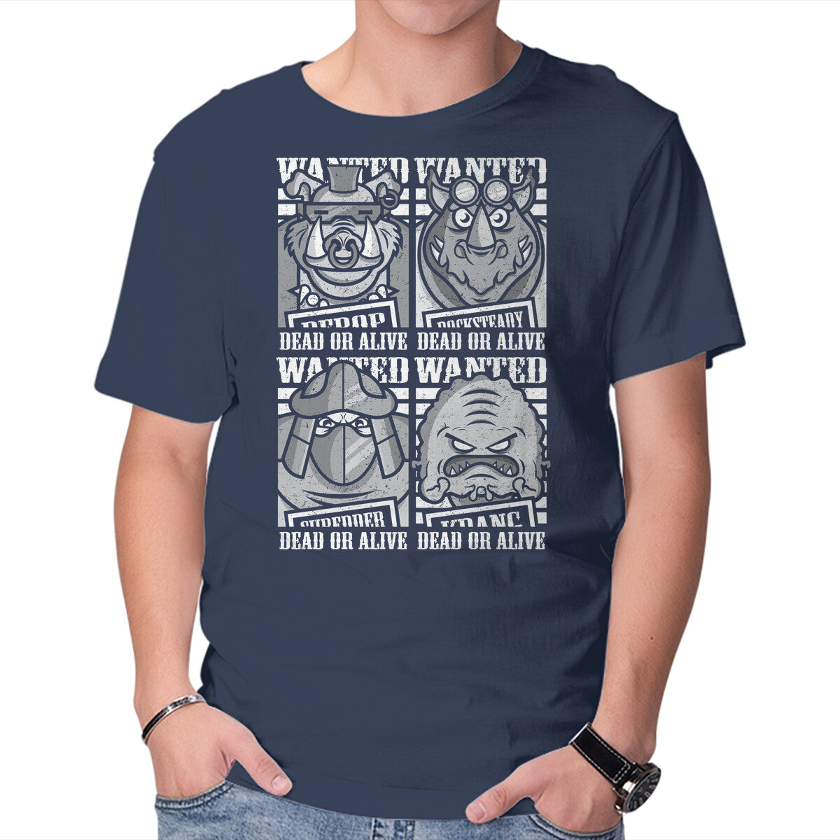 Unisex Crew Neck T-Shirt TMNT s Most Wanted Graphic Short Sleeve Casual Tee XS