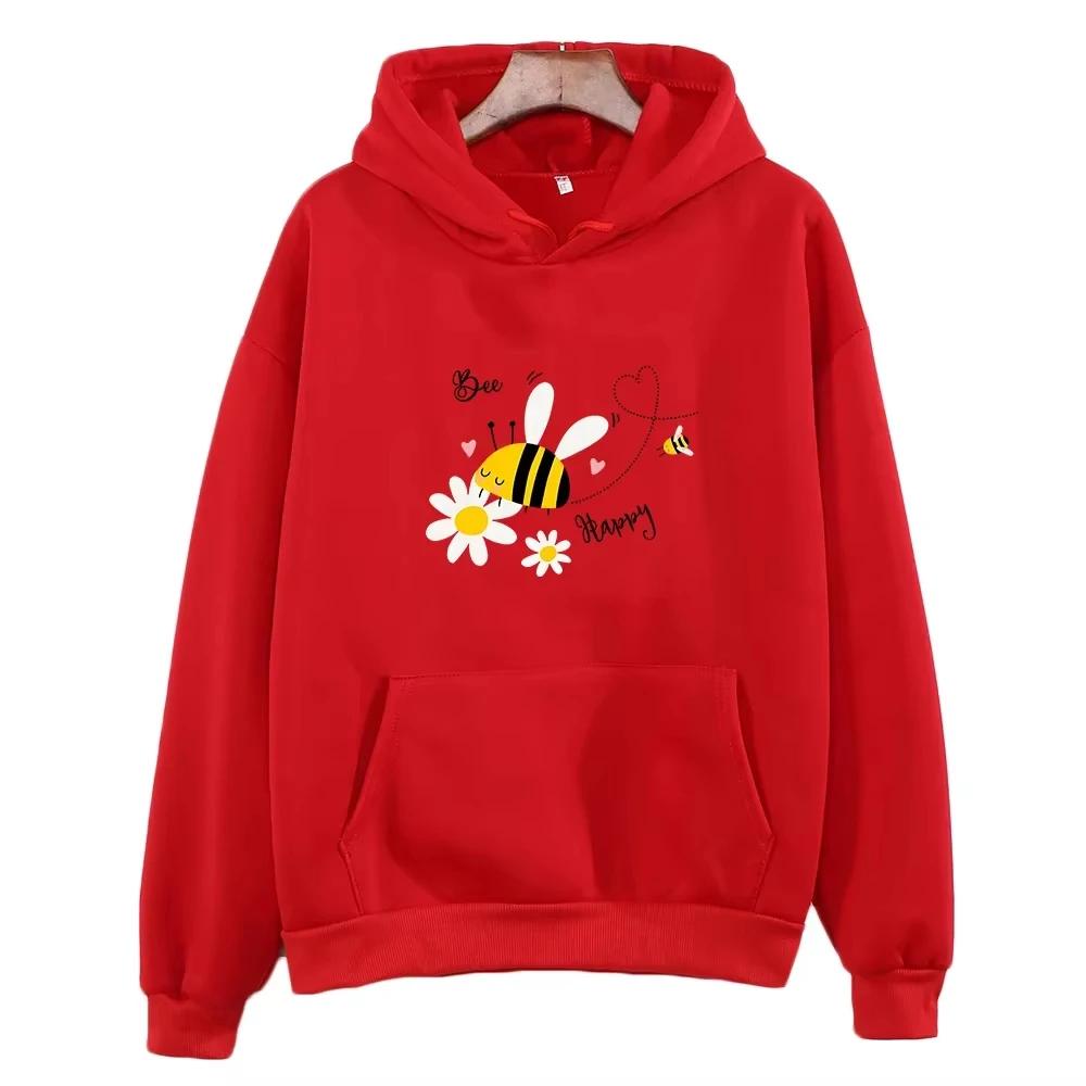 2025 Sei glücklich Hübsche Kapuzenpullover Damen und Herren Niedlicher Grafik-Hoodie Lässiges Herbst-Winter Lockerer Pullover Cartoon Comic Clo