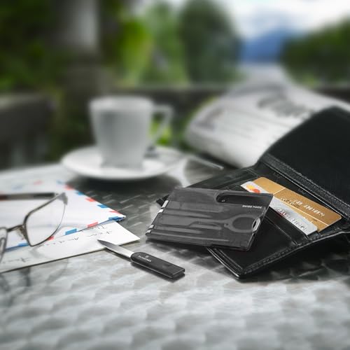 VICTORINOX Swiss Army Knife with Swiss Card Classic Translucent Black, Multi-Function Stationery, Scissors, and Ballpoint Pen, Swiss-Made 10-Function