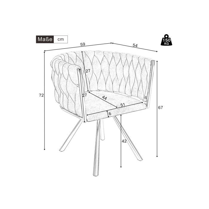 Chaise de salle à manger - MUVOE - Velours beige et or - Pivotante 360° - Design ergonomique - Lot de 4