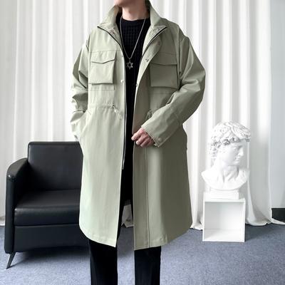 Autumn Men Soild Color Trench Coat Men Hong Kong Style Long Overcoat Male Korean Long Windbreaker Man Business Casual Overcoat