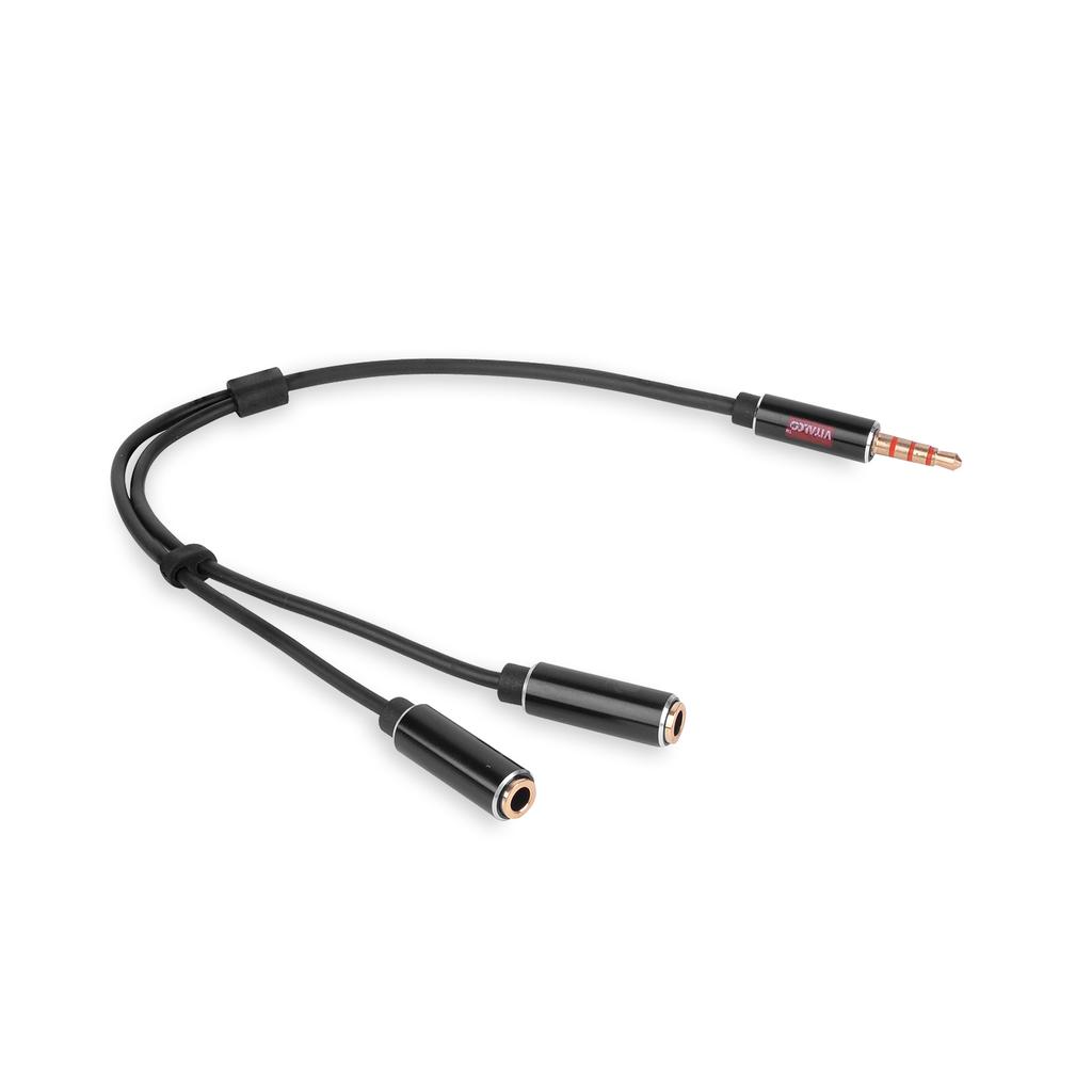 Adapter jack 3,5 4-pol wtyk - 2x jack 3,5 gniazdo (1x stereo, 1x mono) vitalco