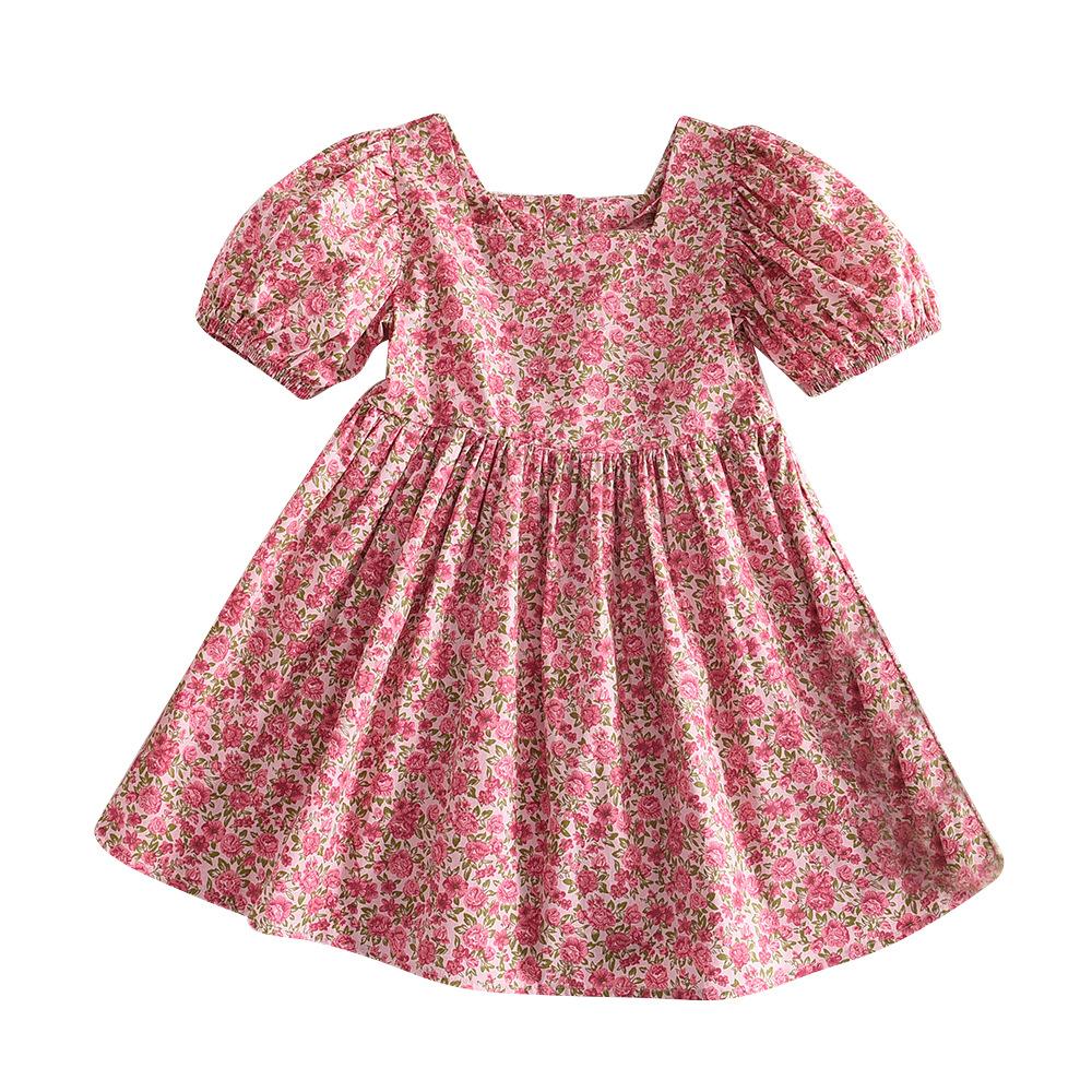 Girls Summer Floral Dress Sweet Puff Sleeve Printed Baby Doll Dress For Toddlers And Kids Casual Party Wear