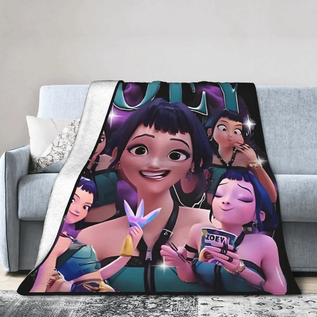 Derpy Blue Tiger Plush Blanket KPop Demon Hunters Creative Throw Blankets for Bed Sofa Couch 200x150cm Quilt