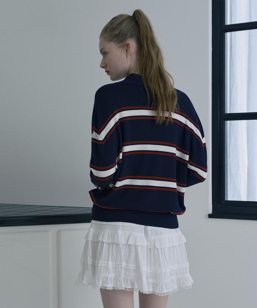 JUCYJUDY Striped Collared Knit Pullover J1Kt121F