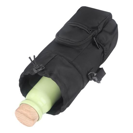 Water Bottle Carrier with Shoulder Strap Zippered Pocket Design Wear Resistant Flask Water Bottle Holder Sling Bag