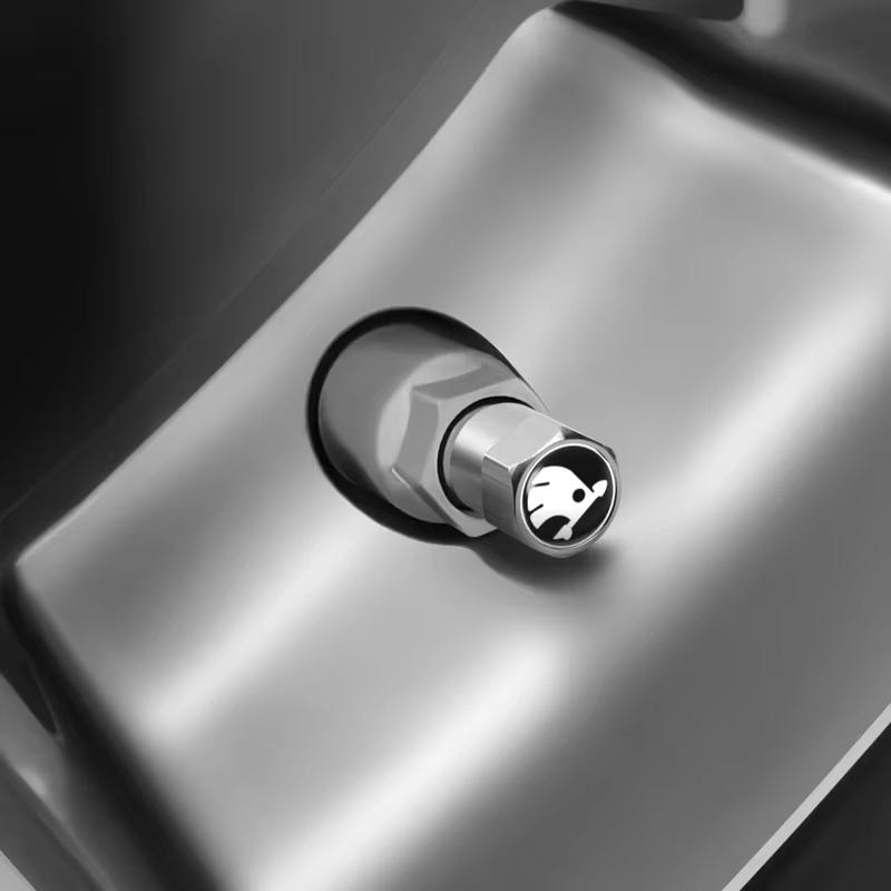 HCVY4 4PC Metal Car Badges Wheel Tire Valve Caps Covers Auto Accessories For Skoda S Kodiaq Octavia 2 3 Yeti Karoq Rapid Fabia VII VRS