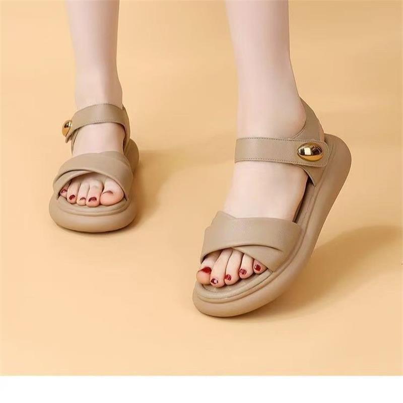 In the Summer of 2025, the New Casual and Versatile Outer Wear Bag Heel Sandals Women's Flat-bottomed Small Fragrant Style with Skirt Two Sandals