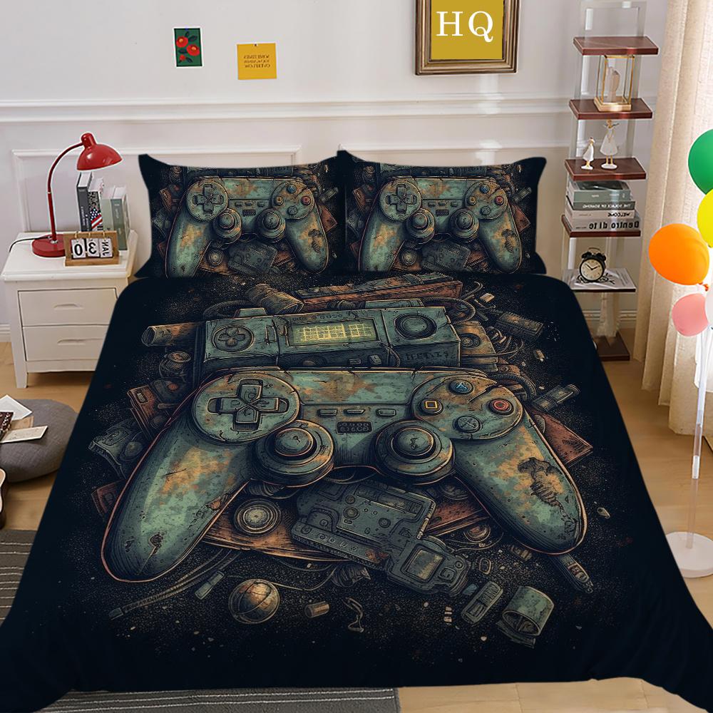 Set de husă de pat cu imprimare pentru consola de jocuri 3D Lenjerie de pat pentru acasă Lenjerie de pat de o singură dimensiune pentru băiat Copil