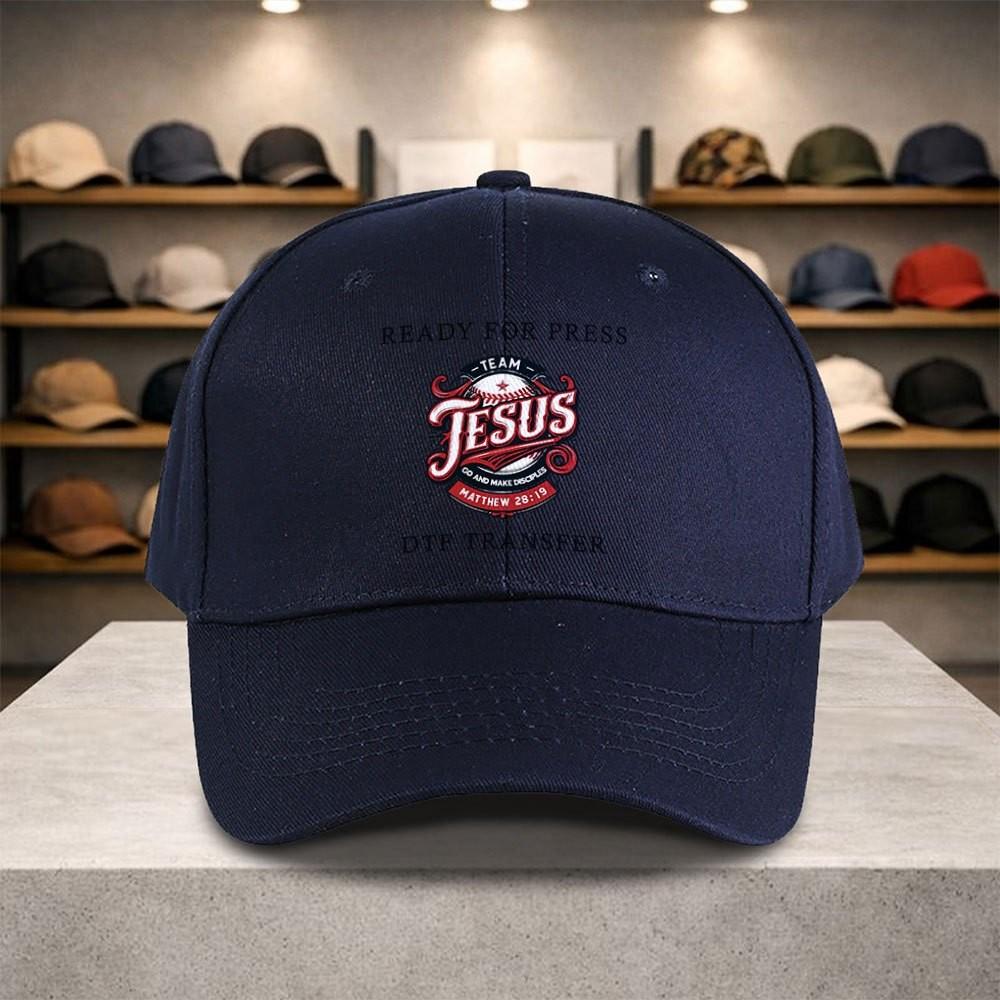 Team Jesus Graphic Baseball Cap Adjustable Polyester Solid Color Outdoor Sports Snapback Hat