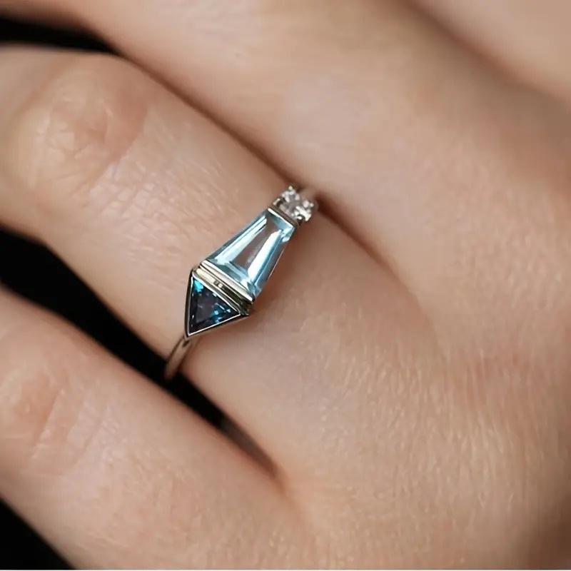 Trend Geometric Inlaid Zirconia Women's Rings Niche Vintage Design Ethnic Holiday Accessories Gifts