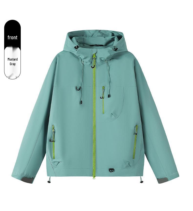 Men's Waterproof Windproof Hooded Jacket for Spring/Autumn Outdoor Travel and Climbing.
