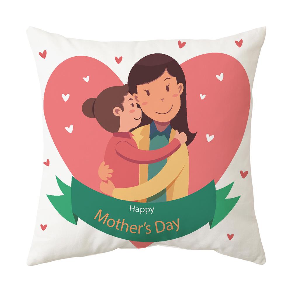 Mother's Day Pillowcase Single-sided Printed Cushion Cover Sofa Pillow Peach Skin Velvet Linen Pillowcase