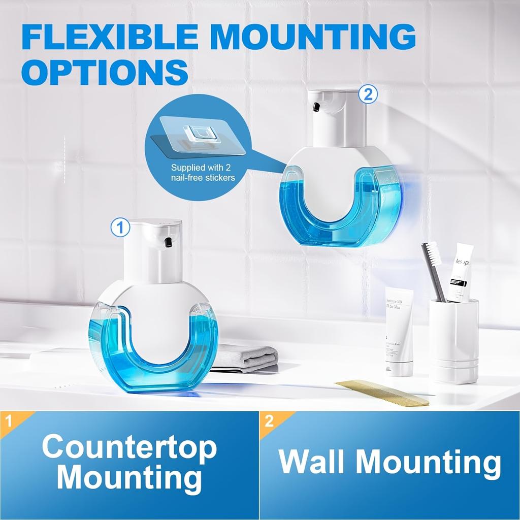 Automatic Foaming Soap Dispenser Rechargeable Touchless Hand Soap Dispenser Waterproof Wall Mounted Soap Pump for Bathroom