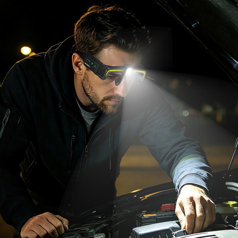 Induction Cob Led Glasses Headlight Rechargeable Type-C Waterproof Lightweight Work Lamp For Car Maintenance Repair