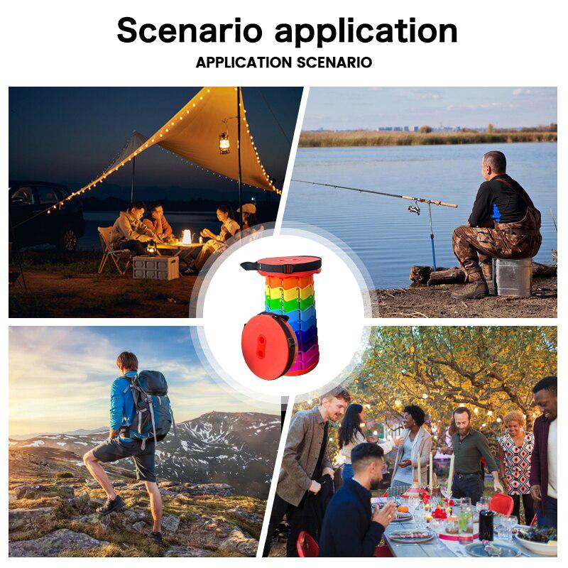 Folding Stool Foldable Round Telescopic Stool Portable Telescopic Stool Suitable For Camping Fishing Home Bedroom Living Room