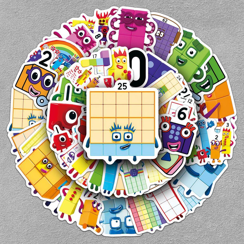 50 Numberblocks Lernanimations-Aufkleber für Handyhüllen & Schreibwaren
