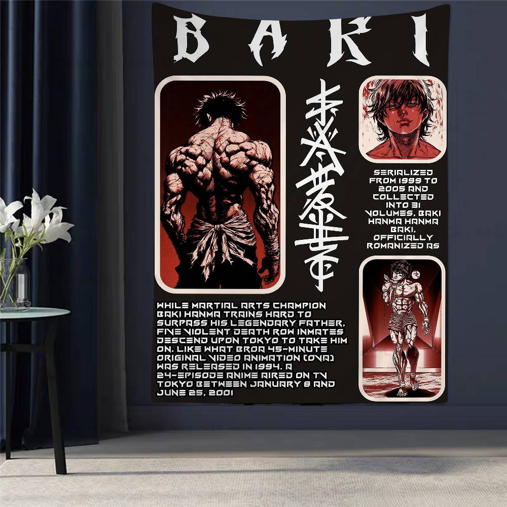 Anime Baki The GGrappler Colorful Tapestry Wall Hanging Hanging Tarot Hippie Wall Rugs Dorm Wall Art Decor