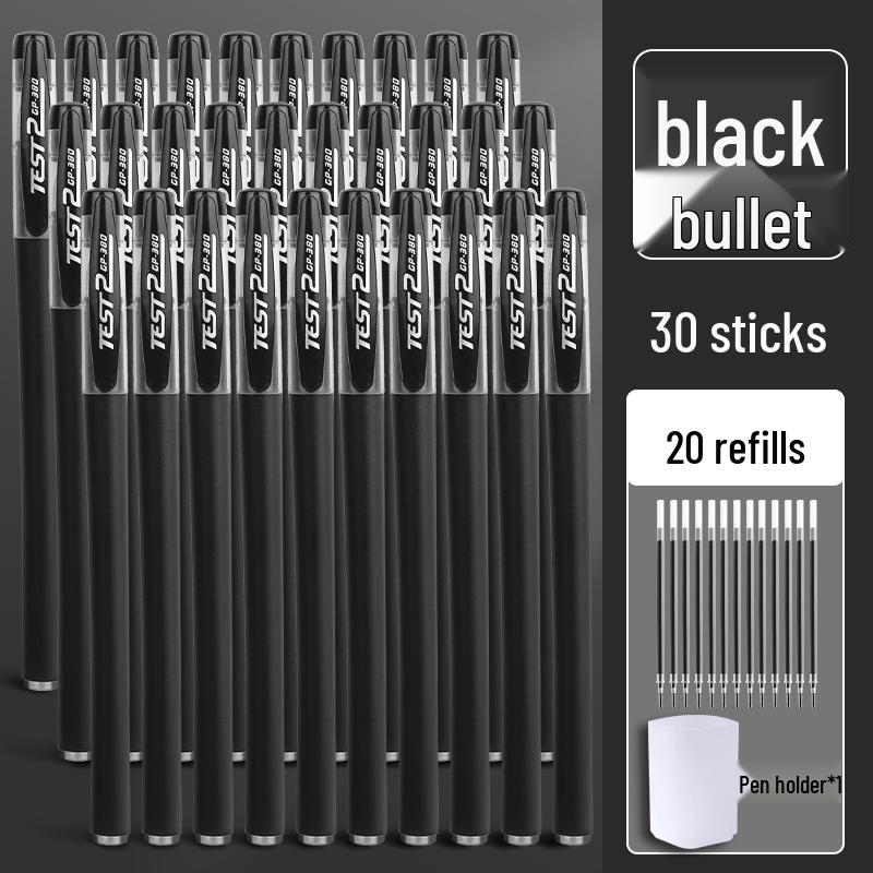 500 Neutral Exam Pens: Student 0.5mm Black Carbon Water-based Sign Pens with Refills