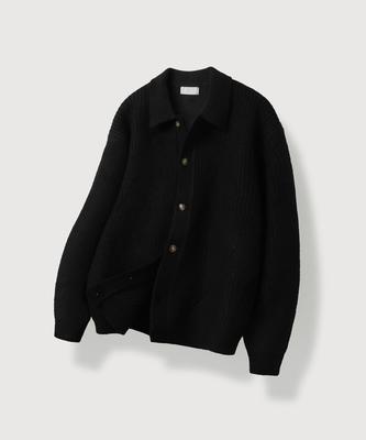 Mood Inside Heavy Hacci Collar Cardigan_Black