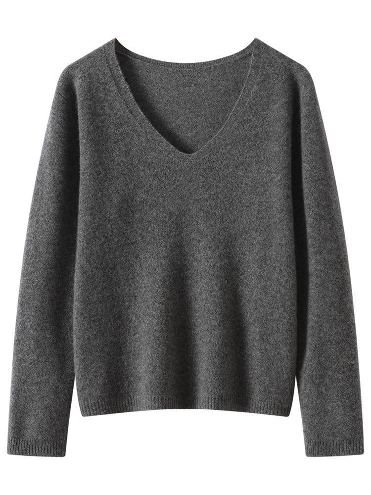 Autumn/Winter Cashmere Knit Base Layer Shirt - Soft, Comfortable, Versatile, and Slimming Loose Fit.