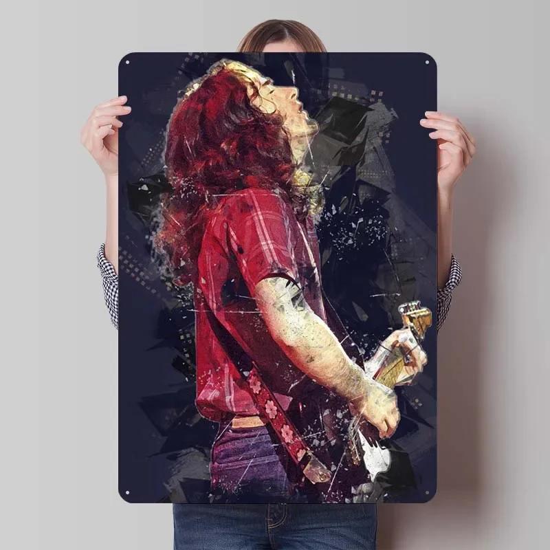 Rory Gallagher Metallschilder Rockmusik Poster Badezimmerdekoration Wohnzimmer Vintage Blechschild für Wandkunst Dekoration Zuhause 7.9x11.8In(20x30cm)